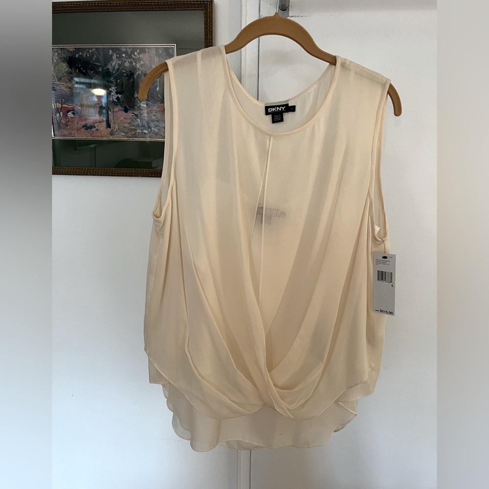 DKNY Silk Blouse. Size Large. Color: white